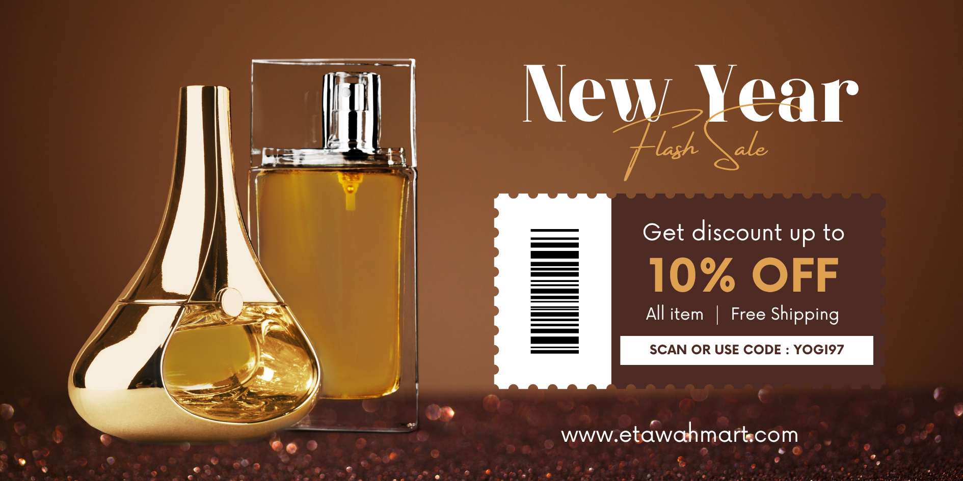 Brown Modern and Elegant New Year Sale Coupon Banner Store (1)